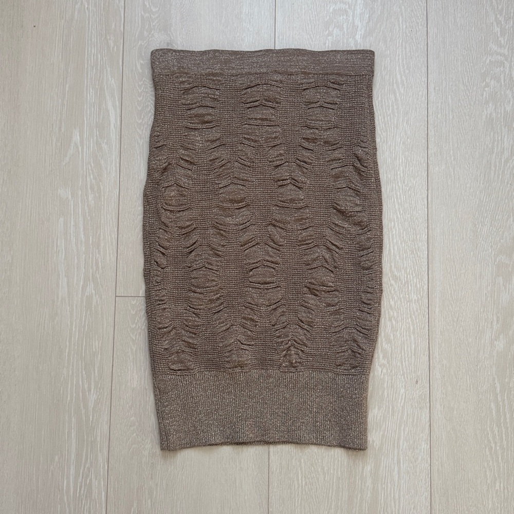 bebe Shimmering Light Brown Textured Pencil Skirt